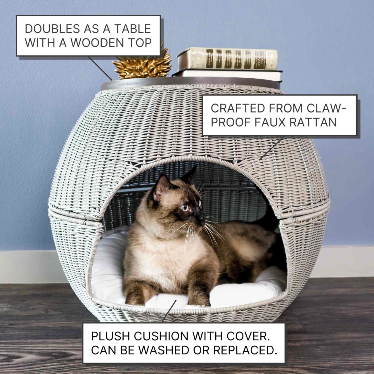 The Igloo Cat Bed Deluxe Cave Cat Bed And Side Table The Refined Feline