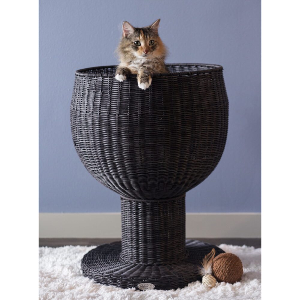 Kitty Ball Bed: Raised Cat Bed Made of Wicker | The Refined Feline