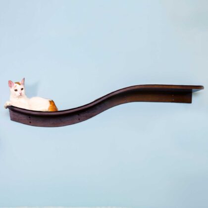 Lotus Branch Cat Shelf Mahogany Right Facing