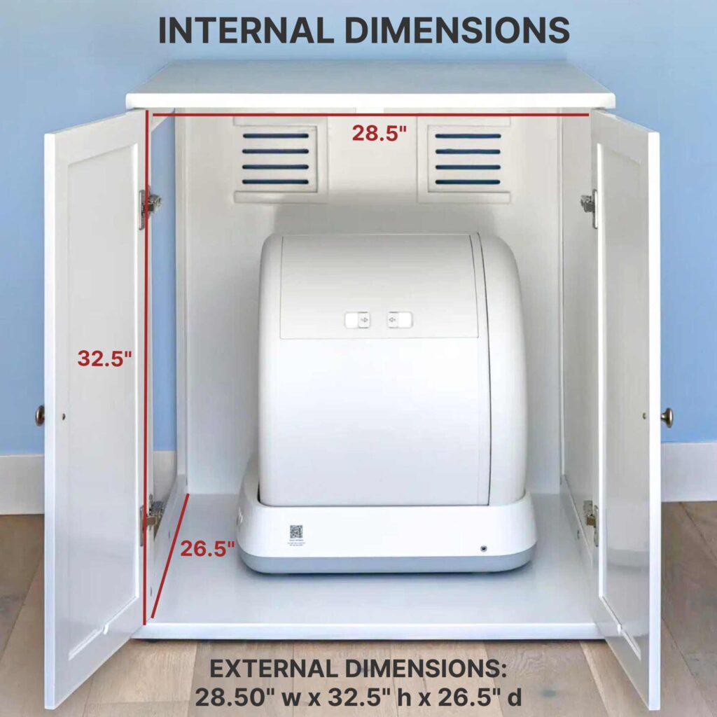 refined self cleaning litter box internal dimensions